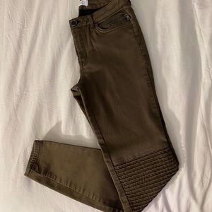 Olive zipper skinny jeans